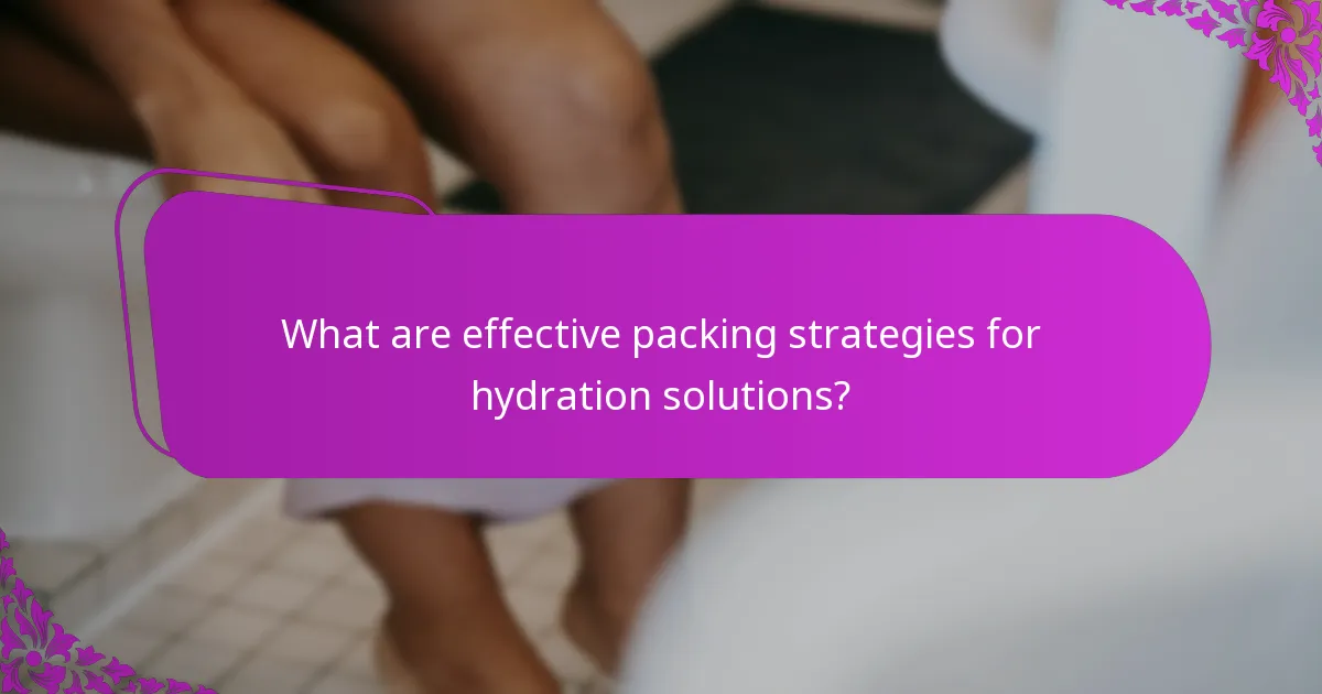 What are effective packing strategies for hydration solutions?