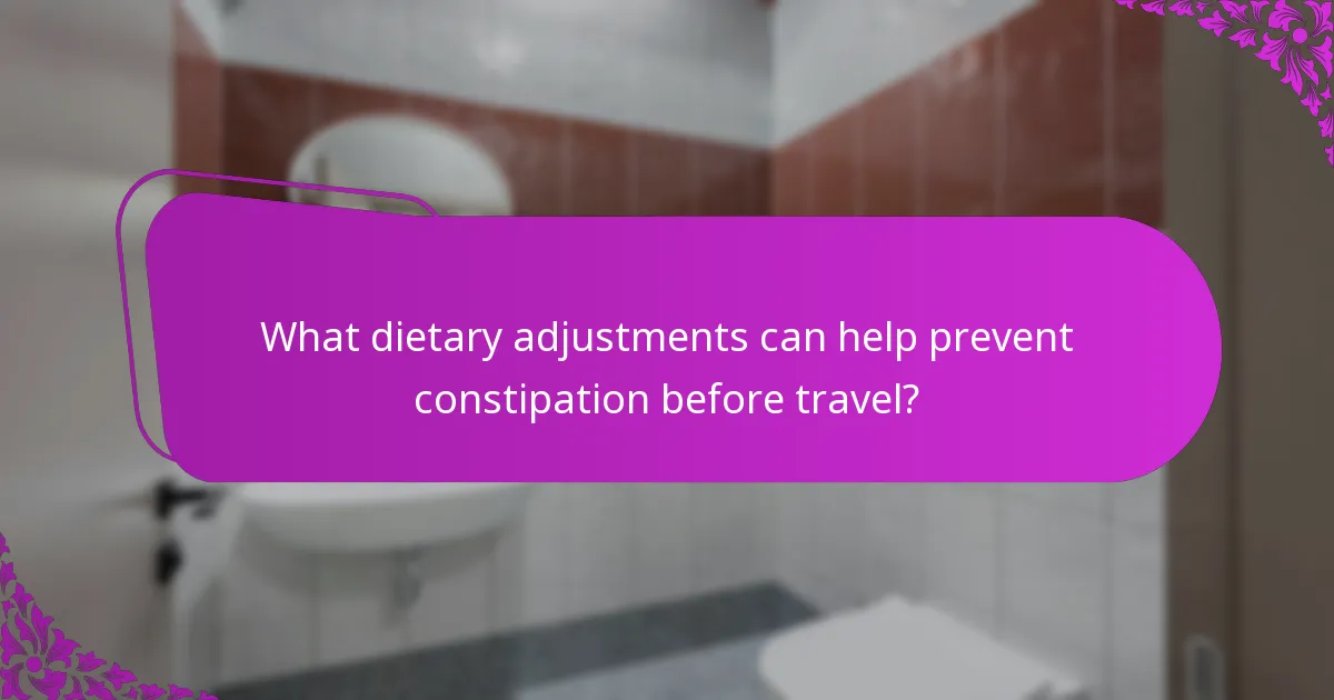 What dietary adjustments can help prevent constipation before travel?